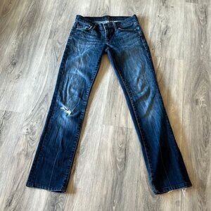 7 for all of mankind straight leg blue denim jeans size 25